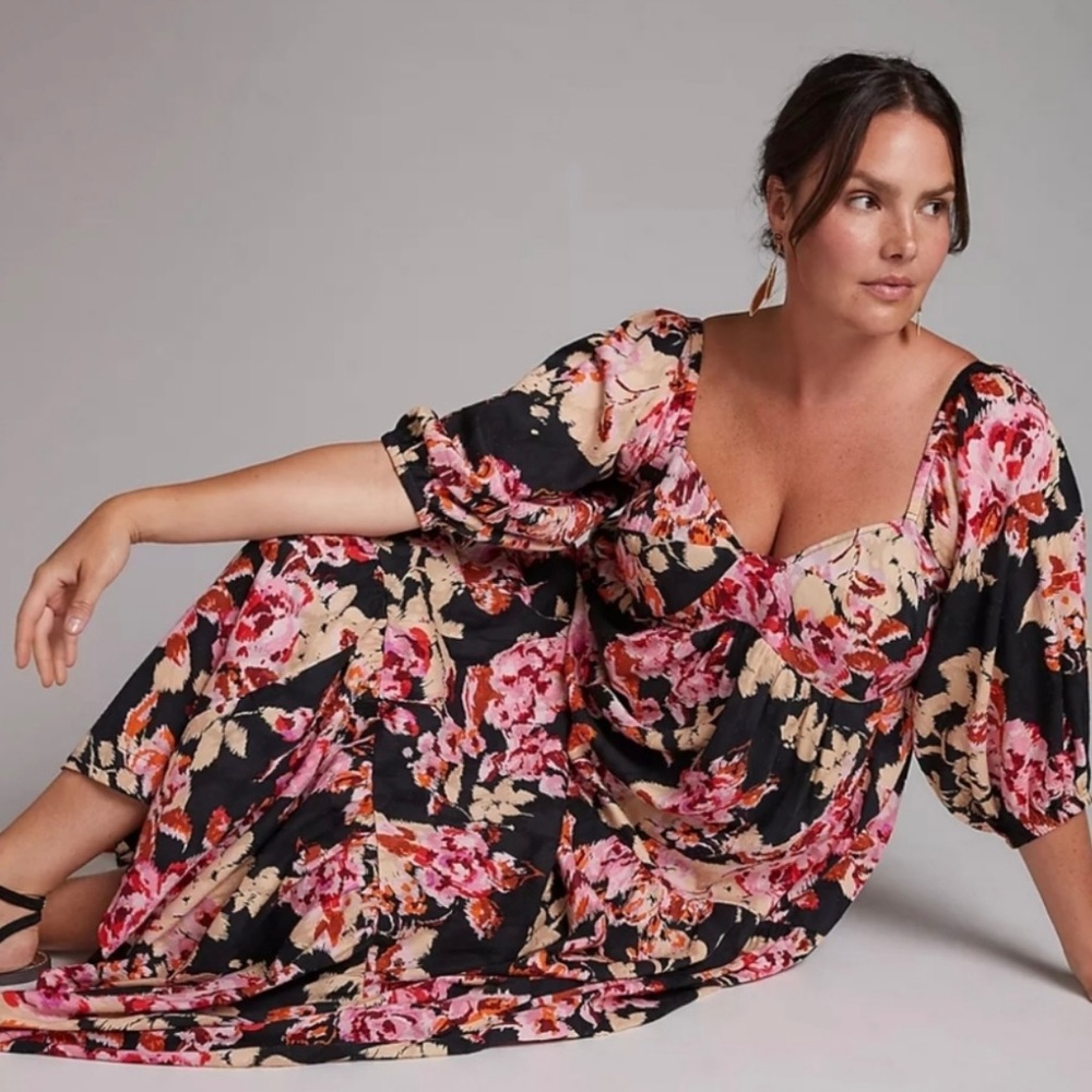 Blossom puff sleeve maxi dress